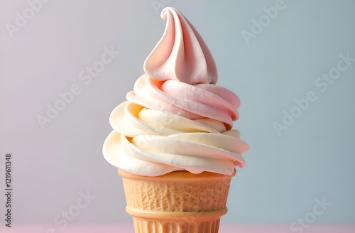 Ice cream cone on soft background.