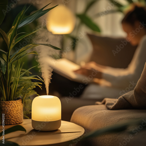 Obraz na płótnie Essential Oil Diffuser in Cozy Room w salonie