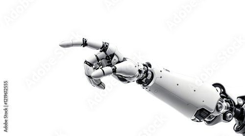 3D rendering robotic hand pointing his finger isolate on transparent background photo