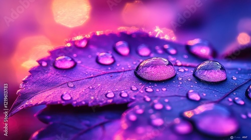 Dewdrops on leaf, vibrant bokeh, night, nature, wallpaper