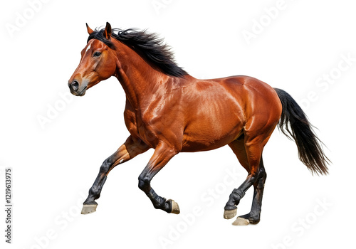 Portrait of a horse galloping, full body, isolated on white background photo