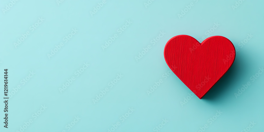 Red heart on a light blue background. Simple, minimalist image perfect for Valentine's Day, love, or romance themes. Red heart on a light blue background. Simple, minimalist image perfect for Valentine's Day, love, or romance themes.
