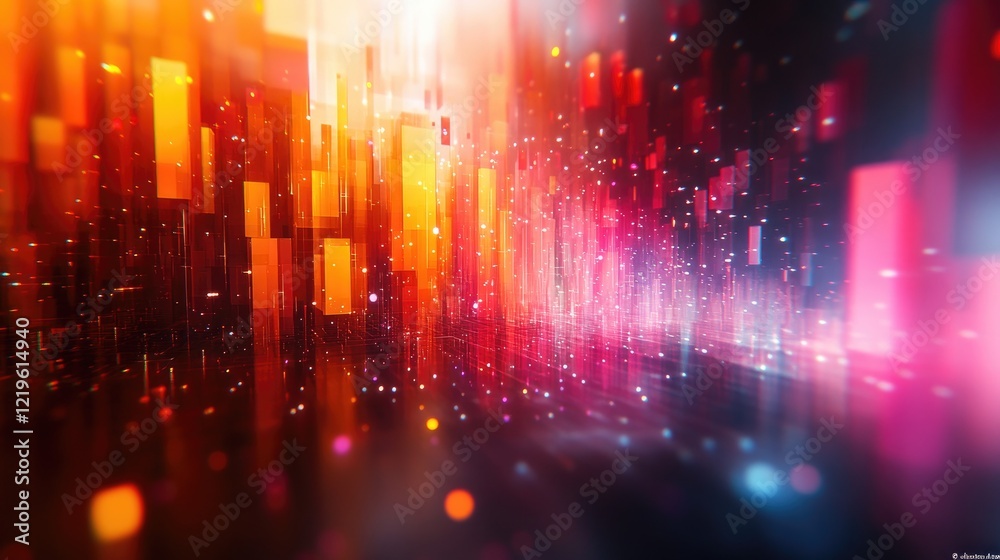 Fototapeta premium Abstract design featuring a dynamic array of colorful cubes,