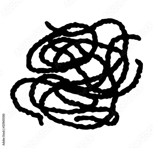 Abstract tangle of hand-drawn wobbly lines. Mind Spaghetti, scribbled confusion