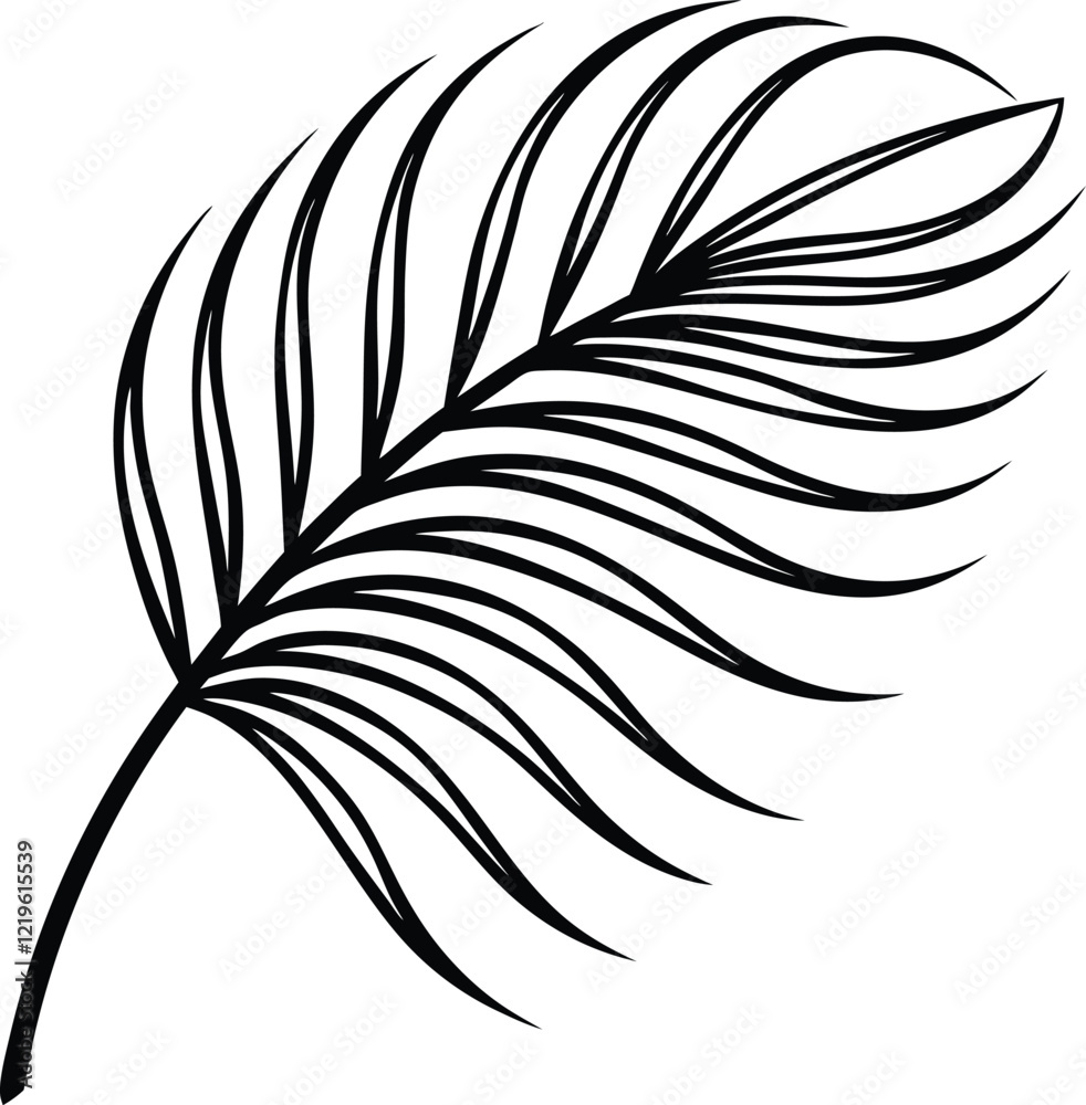 Obraz premium Elegant Black and White Single Feather Line Art Design
