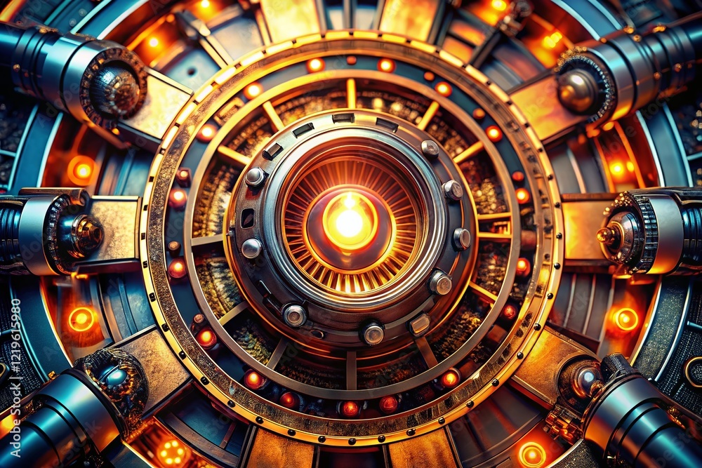 Fototapeta premium Vintage Style Futuristic Technology Core - Retro Sci-Fi Energy Source