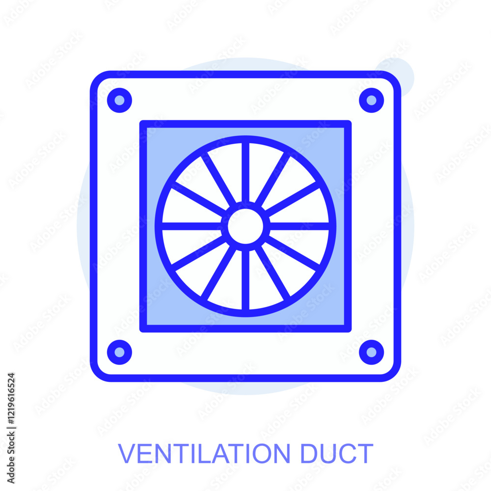 Industrial web icon in line style for web and mobile app. Symbol of a Ventilation Duct. Vector illustration Industrial web icon in line style for web and mobile app. Symbol of a Ventilation Duct. Vector illustration