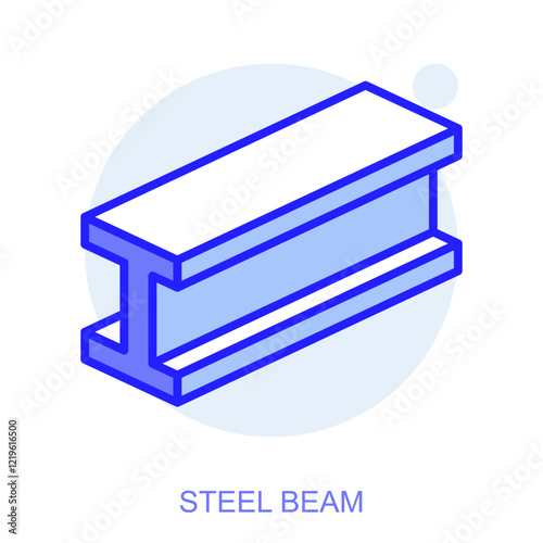 Industrial web icon in line style for web and mobile app. Symbol of a Steel Beam. Vector illustration