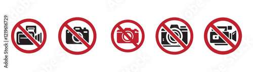 set of bundle no photography  icon, do not take a picture icon. not record video icon.