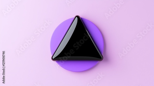 Abstract Geometric Composition with Glossy Black Triangle and Purple Circle
