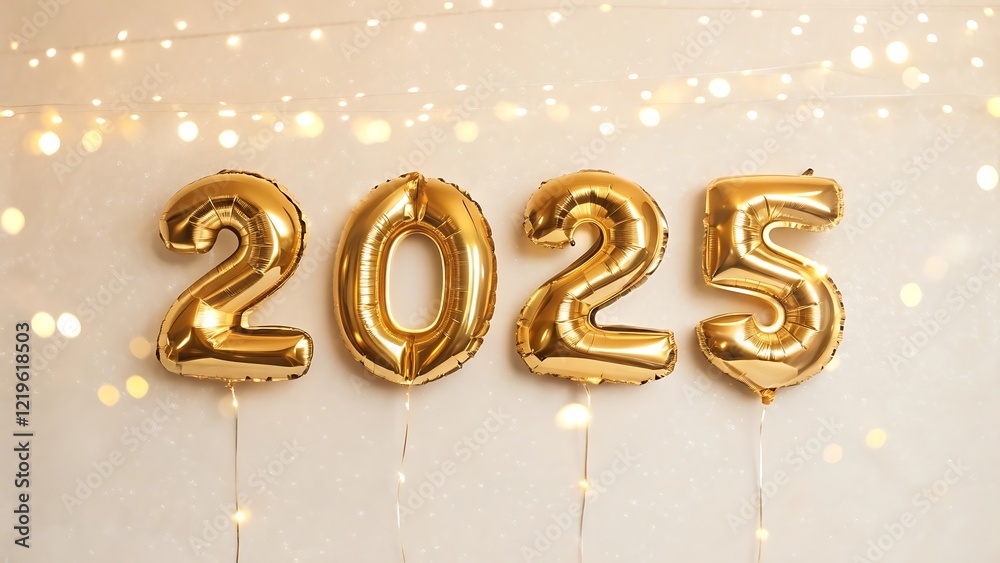 3D golden numbers 2025 on a white background