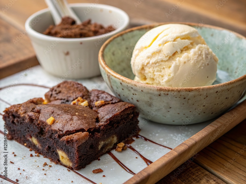 Warm Brownie Sundae: Soft Center, Crunchy Edges, Vanilla Ice Cream Warm Brownie Sundae: Soft Center, Crunchy Edges, Vanilla Ice Cream