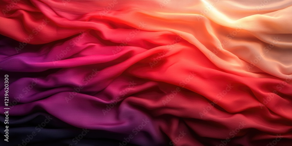 Obraz premium Vibrant multicolored gradient fabric with red, pink, and orange waves