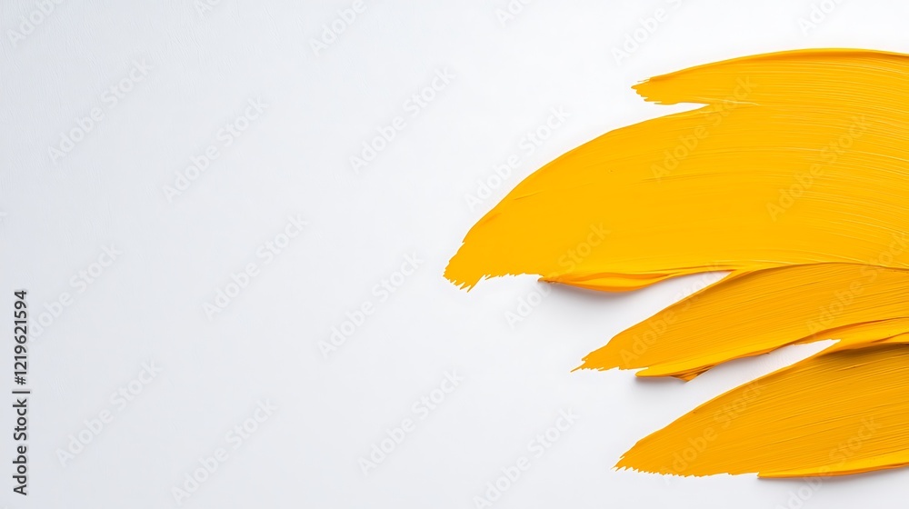 Abstract Yellow Paint Strokes on White Background Abstract Yellow Paint Strokes on White Background