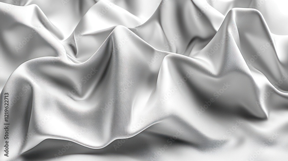 Obraz premium Draped white silk fabric with soft folds and subtle light reflections.