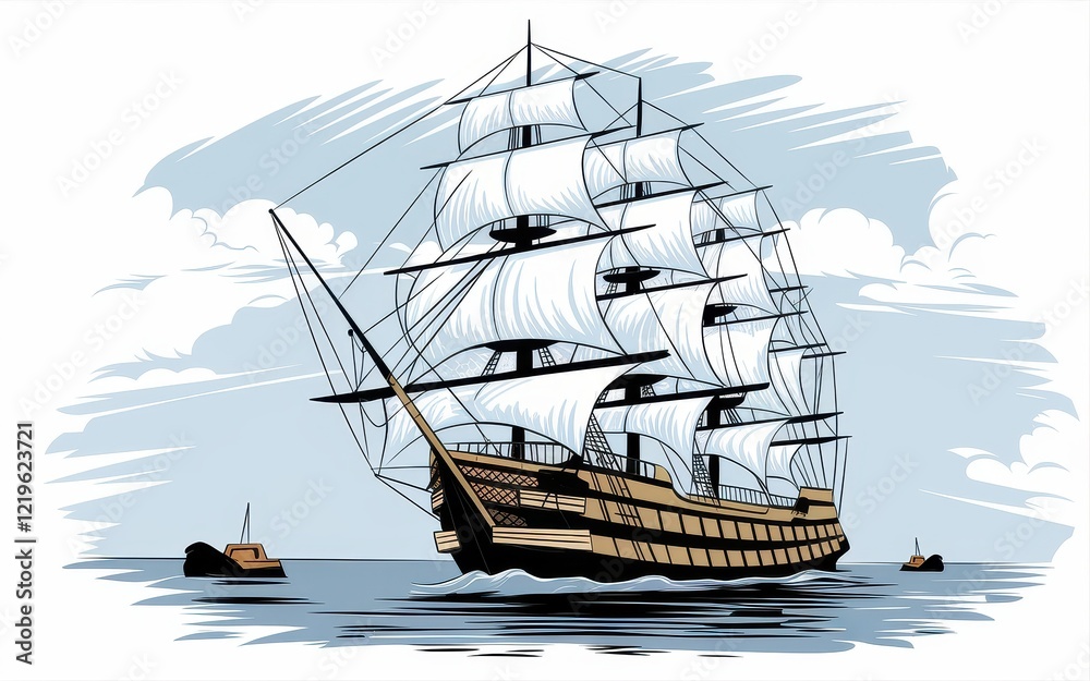 Majestic Galleon Sailing the Open Sea Majestic Galleon Sailing the Open Sea