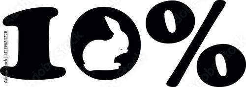 number design namely 10 percent to Easter discounts with the shadow of the rabbit that is washed instead of zero, for various posters or banners