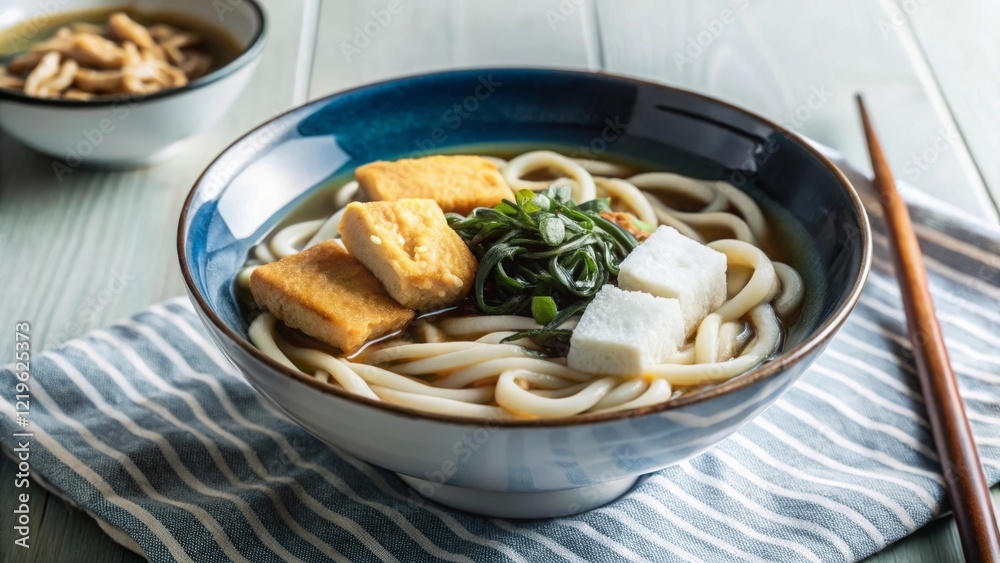 Savoring kitsune udon with sweet fried tofu in a cozy japanese eatery a culinary journey Savoring kitsune udon with sweet fried tofu in a cozy japanese eatery a culinary journey