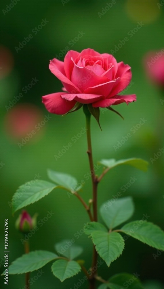 Last rose of summer clings to wilting stem in overgrown garden, summer, greenery Last rose of summer clings to wilting stem in overgrown garden, summer, greenery