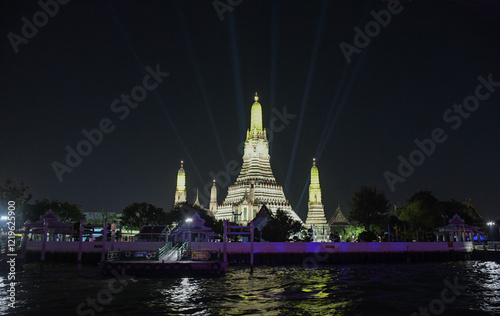 Wat Arun temple at night in Bangkok photo