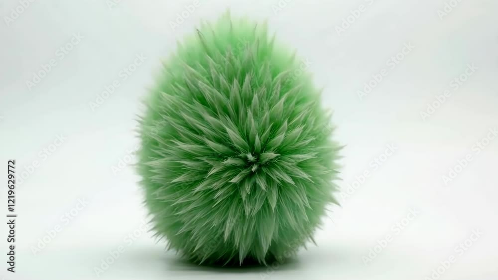 Creative fluffy green egg shape resembling decorative Easter ornament on wind, isolated on white background, minimalistic and festive, Easter, eco-business, holiday. Creative fluffy green egg shape resembling decorative Easter ornament on wind, isolated on white background, minimalistic and festive, Easter, eco-business, holiday.