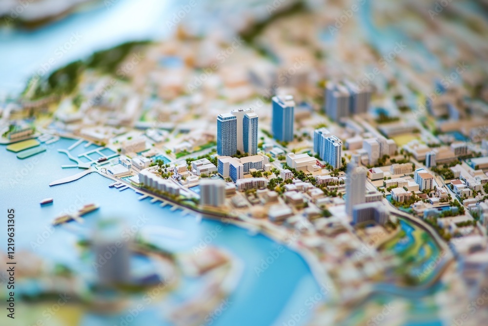 Obraz premium A small-scale model of a cityscape on a table top