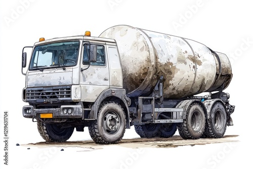 concrete mixer truck IOWIndustrial concrete mixer truck blank mockup with copy space and logotype space for construction site isolated on white. Heavy-duty cement mixer truck. Construction Vehicle Cem photo