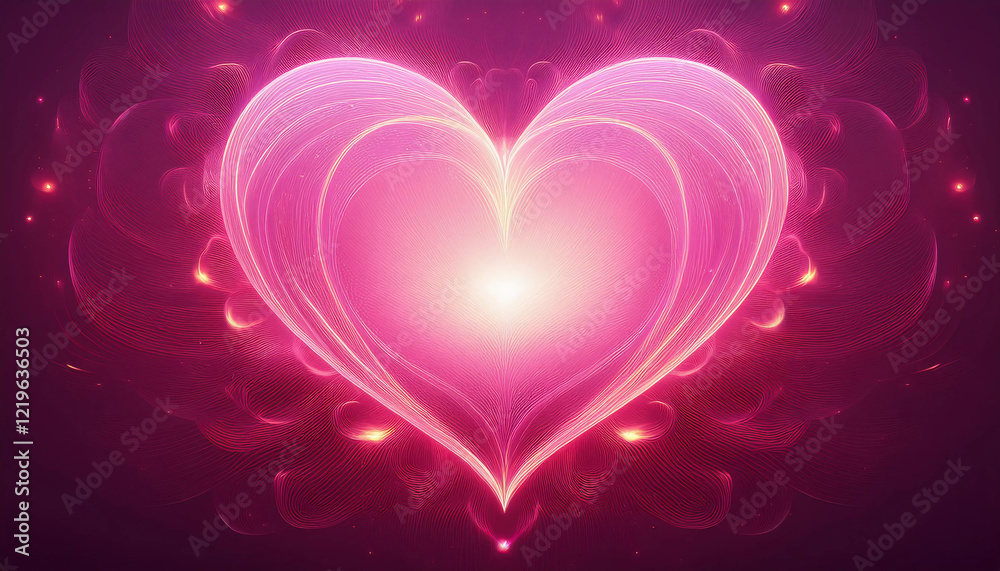 A festive Valentine's Day wallpaper featuring a glowing heart of light in soft pink shades, creating a dreamy focal point on a darker pink background. Perfect for romantic designs, love themes A festive Valentine's Day wallpaper featuring a glowing heart of light in soft pink shades, creating a dreamy focal point on a darker pink background. Perfect for romantic designs, love themes