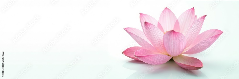 Delicate pink lotus flower isolated on white background with a single leaf, flower, isolation Delicate pink lotus flower isolated on white background with a single leaf, flower, isolation