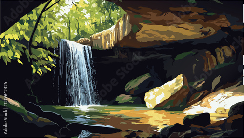 Cave Falls- Blanchard Springs, Arkansas.eps