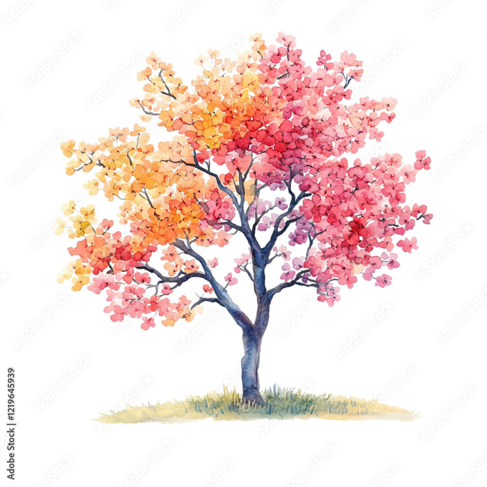 Obraz premium Pastel Spring Tree Clipart Vector Illustration