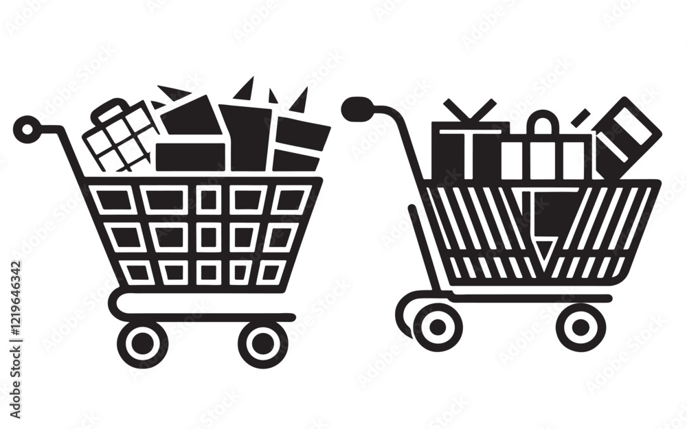 shopping cart with symbol shopping cart with symbol