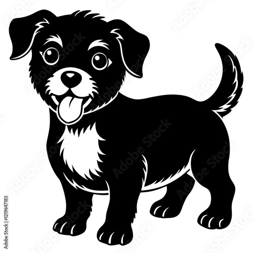 Baby Dog black silhouette vector, Simple silhouette Design vector icon with white background. Puppy silhouette 