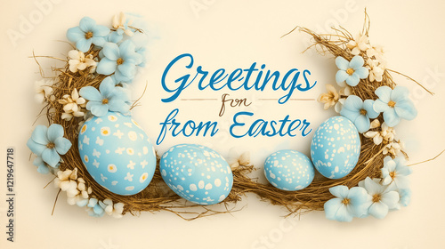 Experience the charm of a bygone era with this vintage postcard showcasing a delightful Easter theme. Soft pastel colors and decorative eggs bring warmth and nostalgia to the celebration