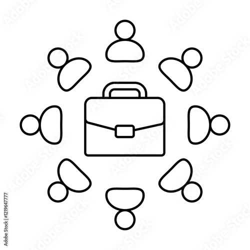 Team Collaboration with Briefcase Icon. Business and Corporate Teamwork Illustration for Professional Collaboration Concept.