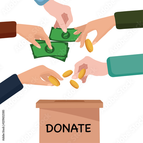 Hands with money for charity donation Fundraiser support aid supporter finance