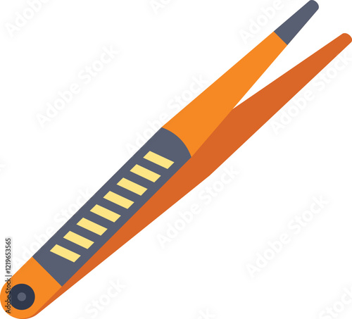 Orange tweezers with gray handles lying diagonally, useful illustration about beauty, makeup or epilation