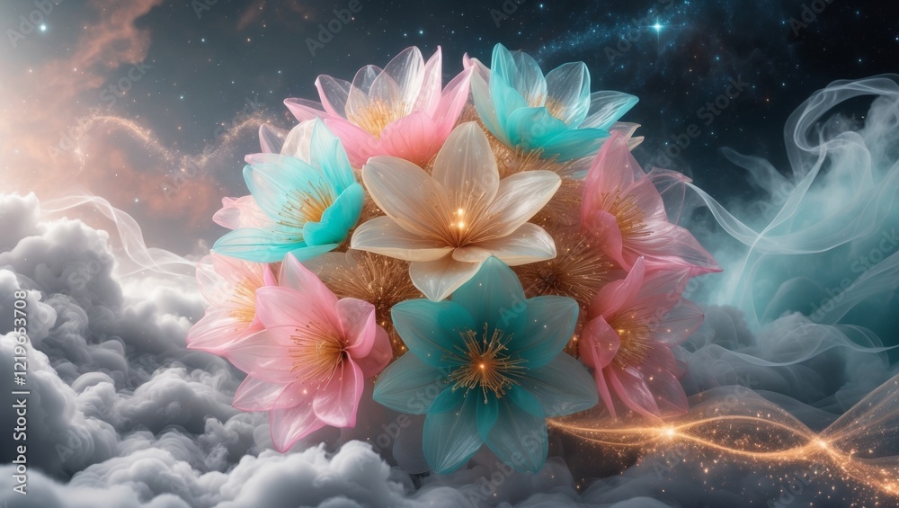 Fototapeta premium Enchanted cosmic floral arrangement
