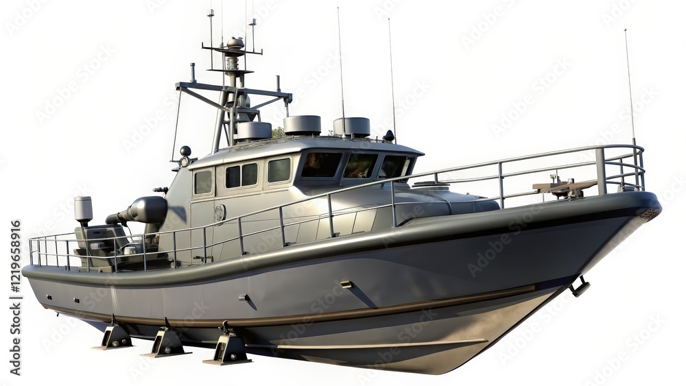 Naklejka premium Patrol Boat Isolated on White Background
