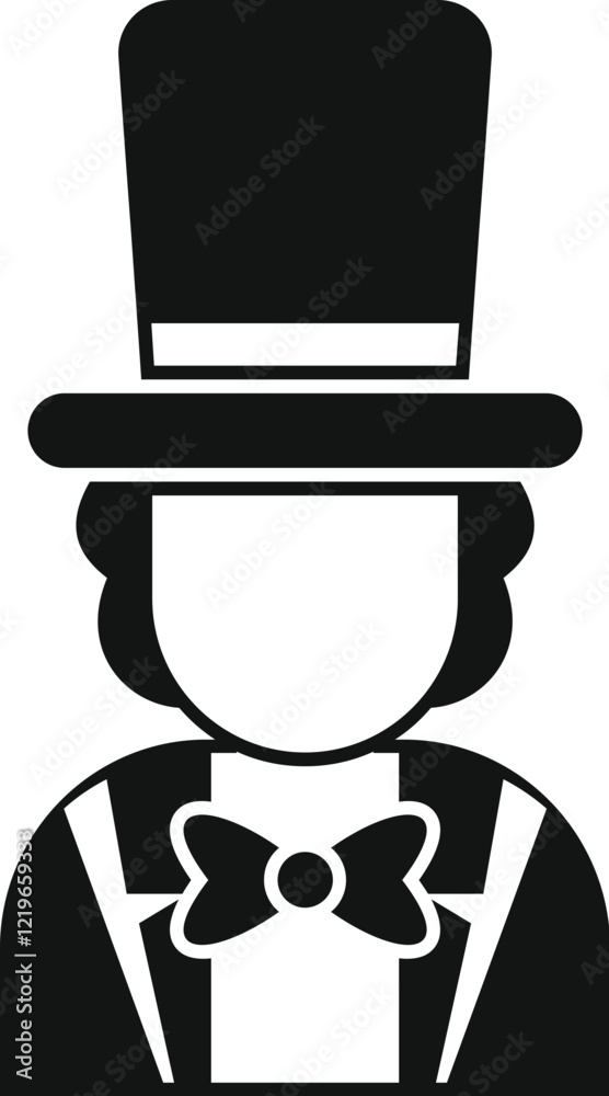 Illusionist with a cylinder hat and bow tie is entertaining audience with his magic show Illusionist with a cylinder hat and bow tie is entertaining audience with his magic show