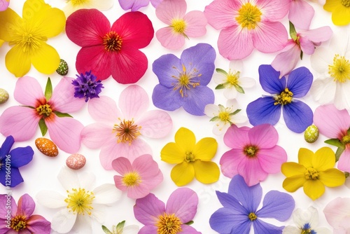 A bouquet of colorful flowers arranged on a white background