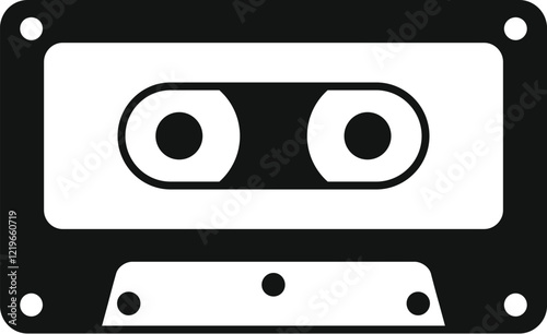 Classic black audio cassette tape, symbolizing vintage music and analog sound recording