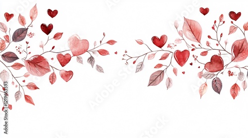Wallpaper Mural Boho Style Decorative Frame with Leafs and Hearts, Elegant Design Element for Artistic Projects Torontodigital.ca