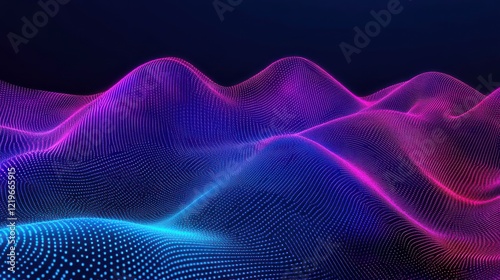 Vibrant Neon Waves with Futuristic Technology Elements