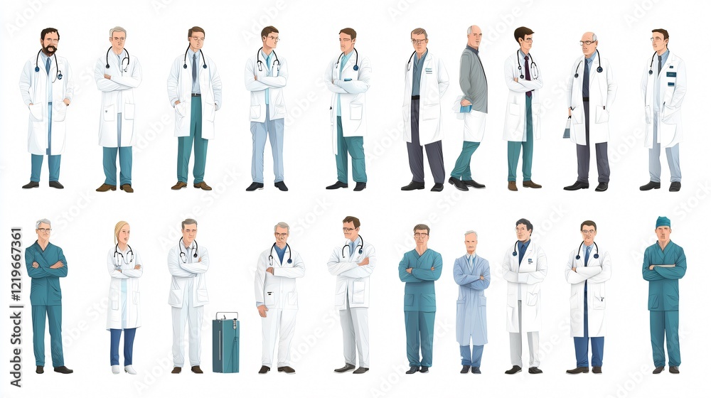 Professional Doctors with Stethoscope in Uniform - Medical Team Concept Professional Doctors with Stethoscope in Uniform - Medical Team Concept