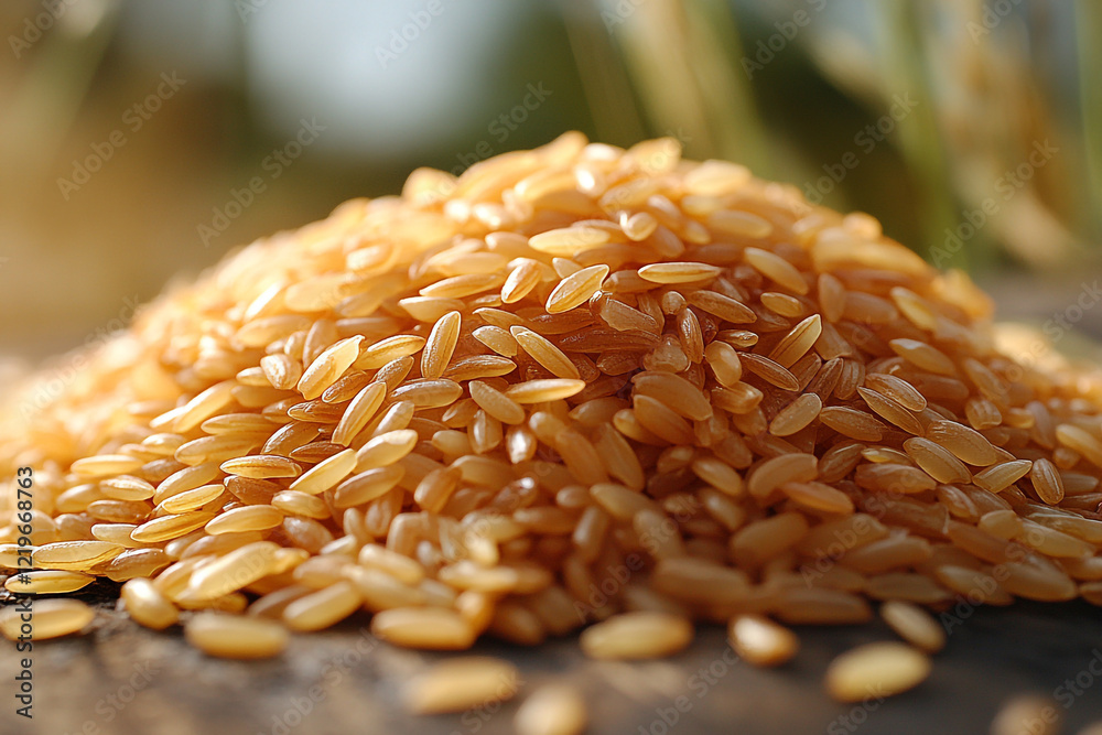 Obraz premium A Close Up View Of A Pile Of Brown Rice Grains