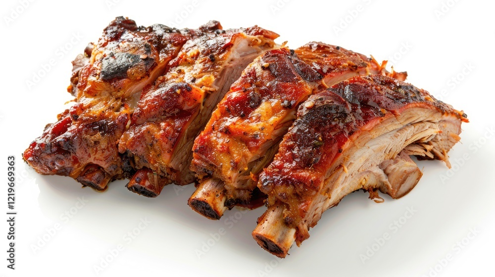 Cuban food roasted pork on white background, close up Cuban food roasted pork on white background, close up