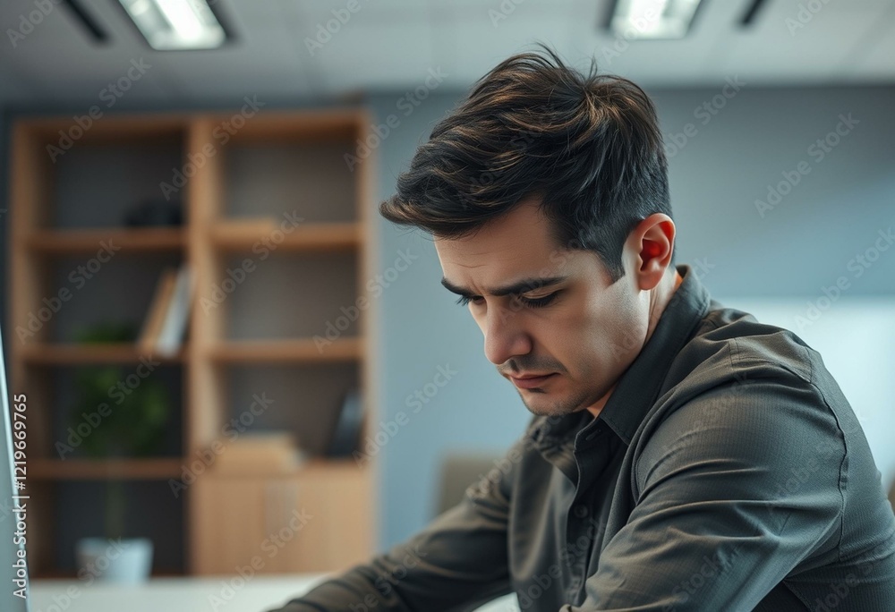 Fototapeta premium Disheartened male in a modern office