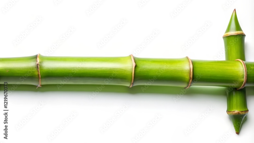 Fototapeta premium Green Bamboo Stalks on White Background