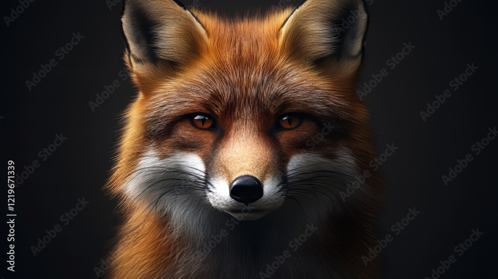 Red fox portrait, intense gaze. Red fox portrait, intense gaze.